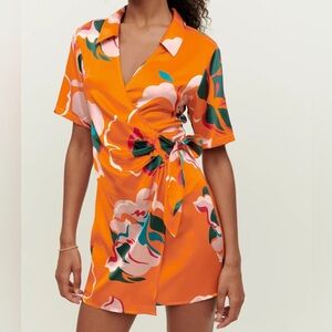 Reformation Luxe Silk Dress in Electra (size L)